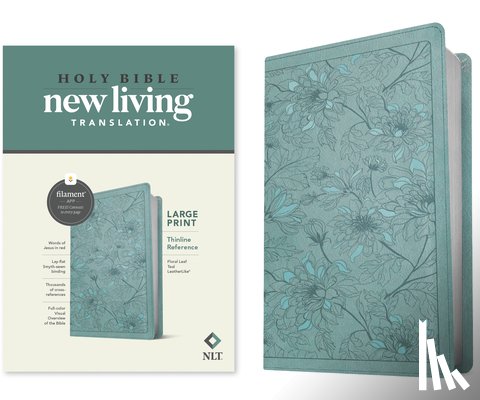 Tyndale - NLT Large Print Thinline Reference Bible, Filament Enabled Edition (Red Letter, Leatherlike, Floral/Teal)