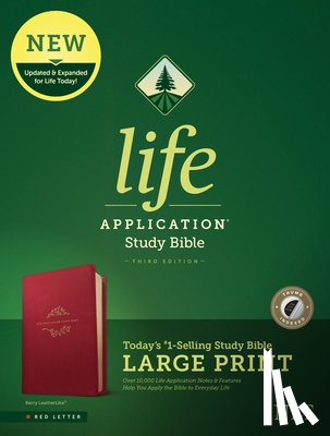 Tyndale - NLT Life Application Study Bible, Third Edition, Large Print (Red Letter, Leatherlike, Berry, Indexed)