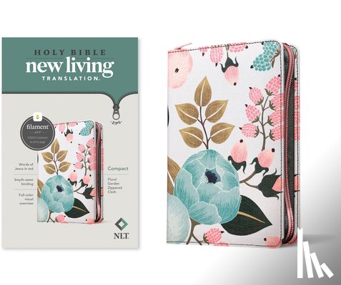 Tyndale - NLT Compact Zipper Bible, Filament Enabled (Cloth, Floral Garden, Red Letter)