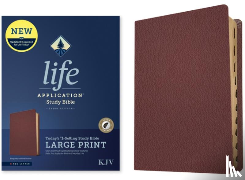 Tyndale - KJV Life Application Study Bible, Third Edition, Large Print (Genuine Leather, Burgundy, Indexed, Red Letter)