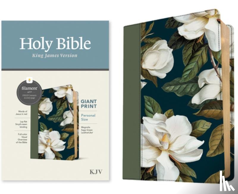 Tyndale - KJV Personal Size Giant Print Bible, Filament Enabled (Leatherlike, Magnolia Sage Green, Red Letter)