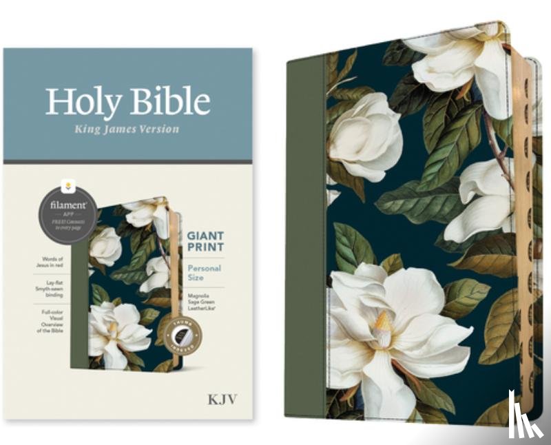 Tyndale - KJV Personal Size Giant Print Bible, Filament Enabled (Leatherlike, Magnolia Sage Green, Indexed, Red Letter)