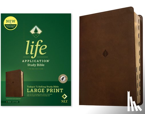 Tyndale - NLT Life Application Study Bible, Third Edition, Large Print (Leatherlike, Rustic Brown Leaf, Indexed, Red Letter)