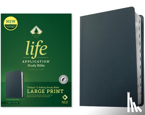 Tyndale - NLT Life Application Study Bible, Third Edition, Large Print (Genuine Leather, Navy Blue, Indexed, Red Letter)