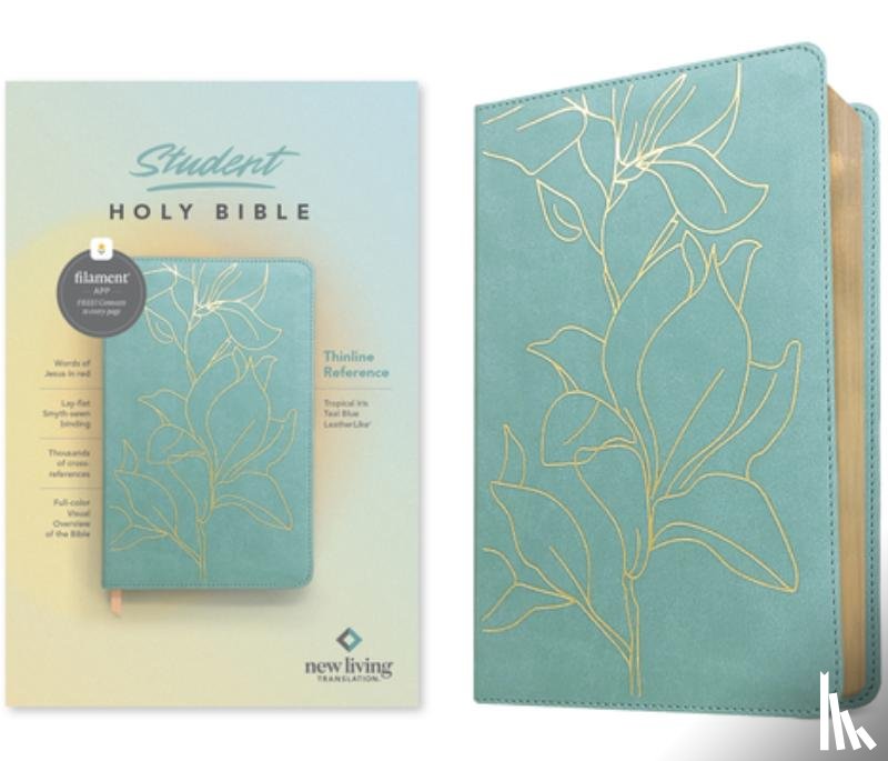 New Living Translation - NLT Student Bible, Thinline Reference, Filament Enabled (Leatherlike, Tropical Iris Teal Blue, Red Letter)