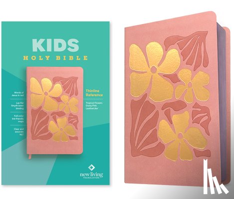 Tyndale - NLT Kids Bible, Thinline Reference Edition (Leatherlike, Tropical Flowers Dusty Pink, Red Letter)