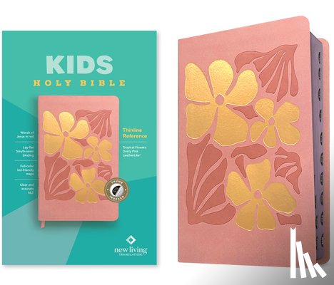 Tyndale - NLT Kids Bible, Thinline Reference Edition (Leatherlike, Tropical Flowers Dusty Pink, Indexed, Red Letter)