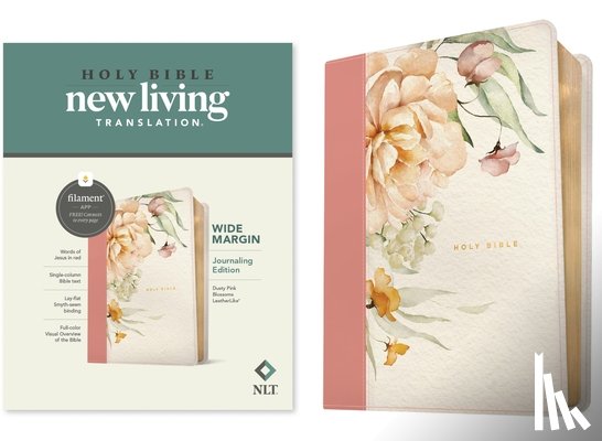Tyndale - NLT Wide Margin Bible, Filament-Enabled Edition (Leatherlike, Dusty Pink Blossoms, Red Letter)