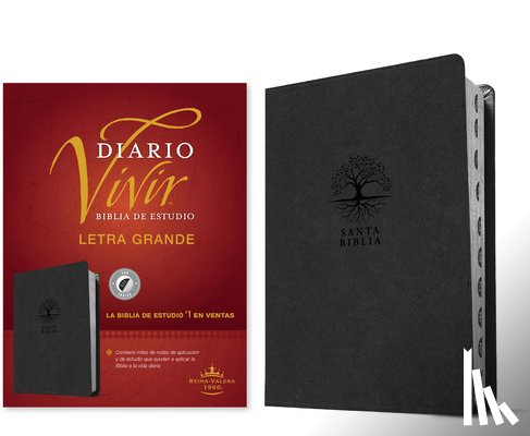 Tyndale - Biblia de Estudio del Diario Vivir Rvr60, Letra Grande (Sentipiel, Carbón, Índice, Letra Roja)