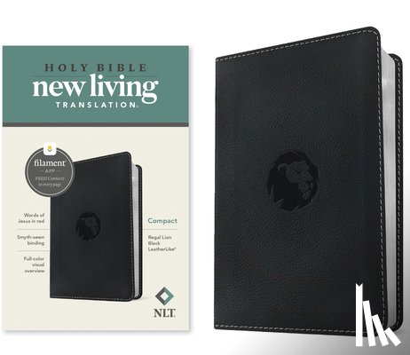Tyndale - NLT Compact Bible, Filament Enabled (Leatherlike, Regal Lion Black, Red Letter)