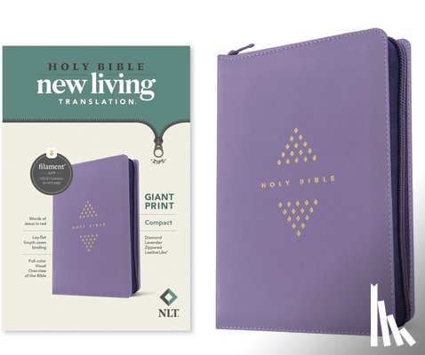 Tyndale - NLT Compact Giant Print Zipper Bible, Filament Enabled (Leatherlike, Diamond Lavender, Red Letter)