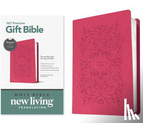 Tyndale - Premium Gift Bible Nlt, Filament Enabled (Leatherlike, Very Berry Pink Vines, Red Letter)