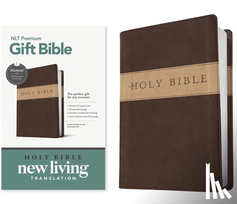 Tyndale - Premium Gift Bible Nlt, Filament Enabled, Tutone (Leatherlike, Dark Brown/Tan, Red Letter)