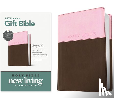 Tyndale - Premium Gift Bible Nlt, Filament Enabled, Tutone (Leatherlike, Pink/Dark Brown, Red Letter)