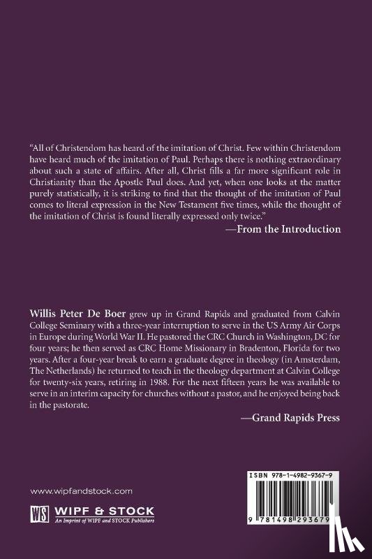 de Boer, Willis Peter - The Imitation of Paul