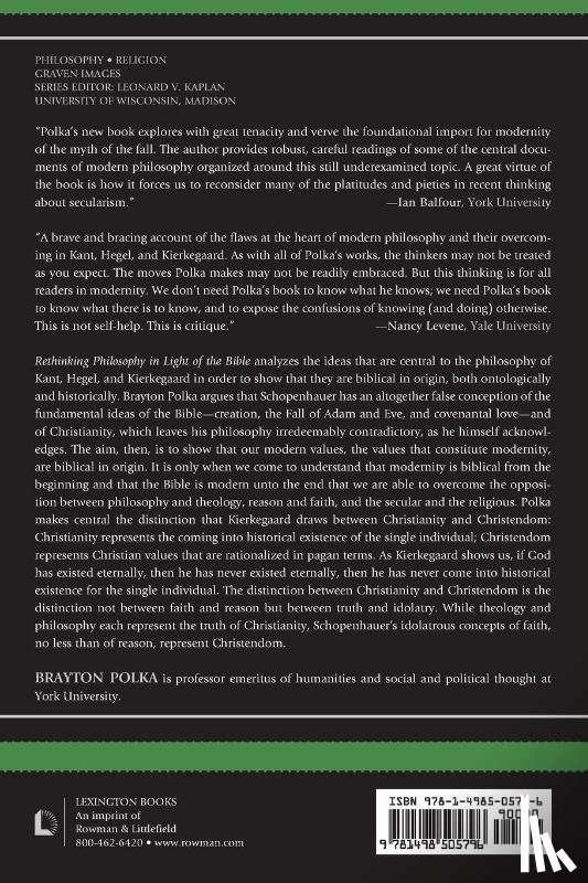 Polka, Brayton - Rethinking Philosophy in Light of the Bible