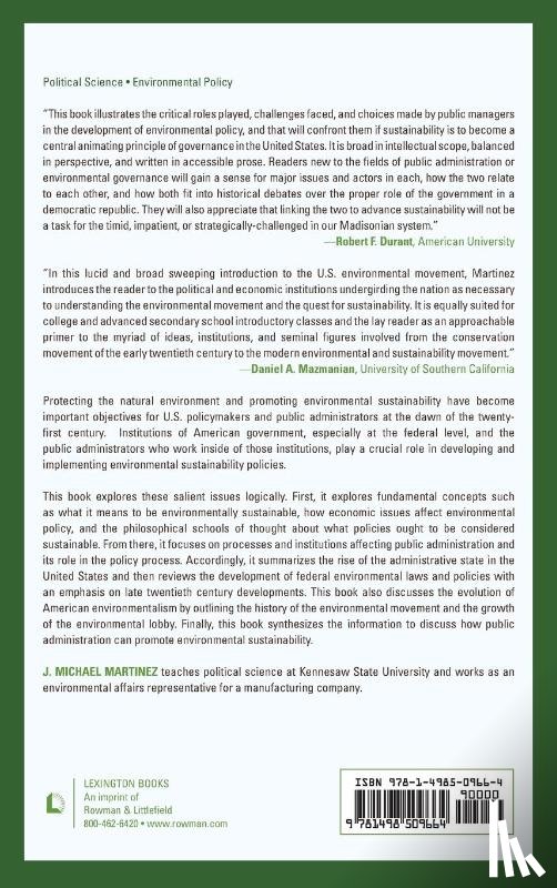 Martinez, J. Michael - Environmental Sustainability and American Public Administration