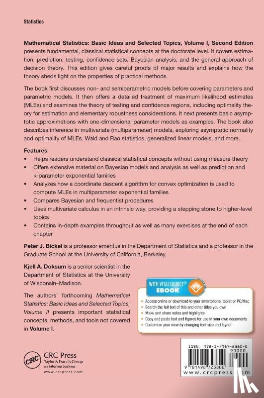 Bickel, Peter J. (University of California, Doksum, Kjell A. (University of Wisconsin - Mathematical Statistics