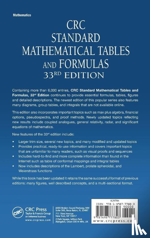  - CRC Standard Mathematical Tables and Formulas