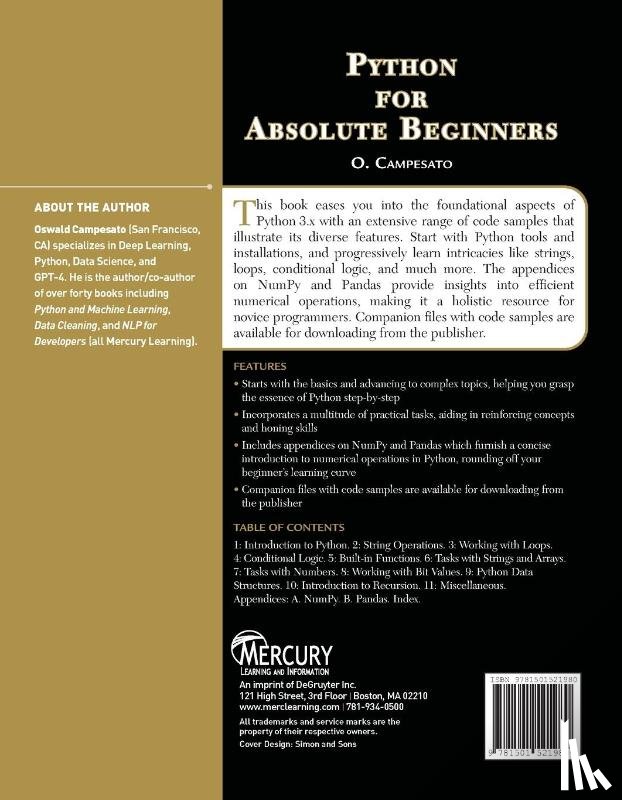 Campesato, Oswald - Python for Absolute Beginners