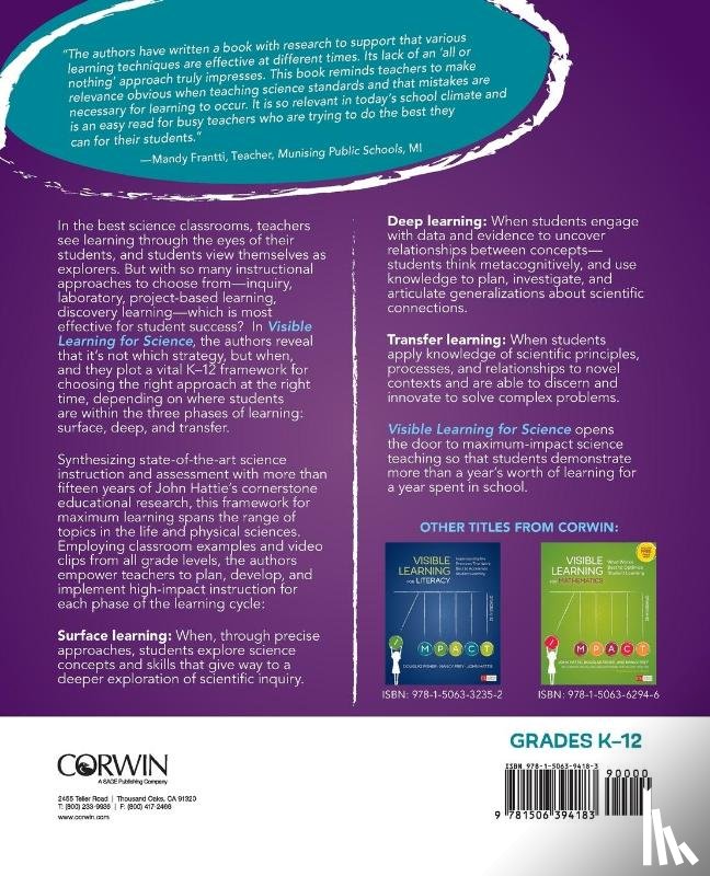 Almarode, John T., Fisher, Douglas, Frey, Nancy, Hattie, John - Visible Learning for Science, Grades K-12