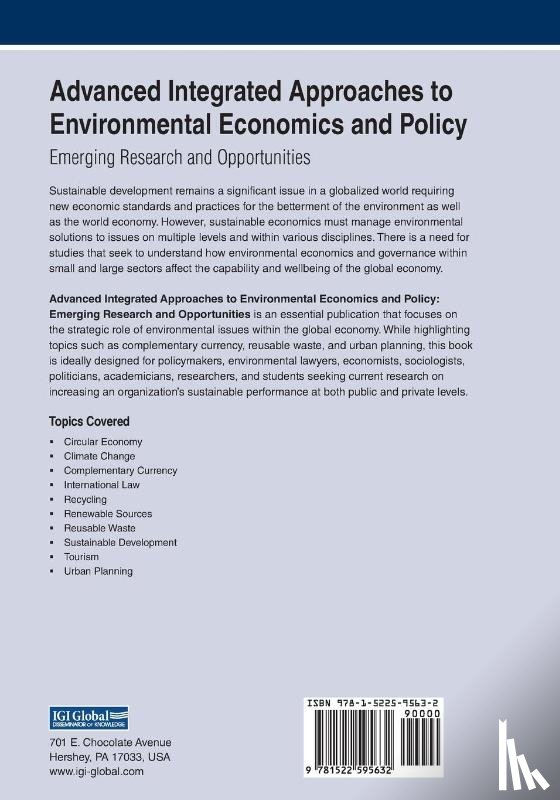  - Advanced Integrated Approaches to Environmental Economics and Policy