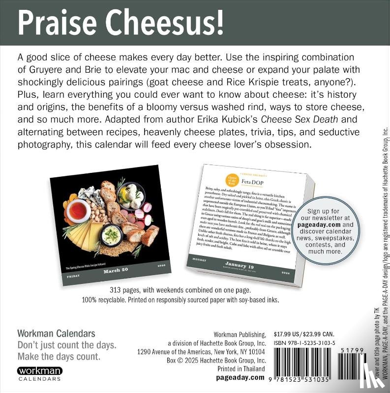 Kubick, Erika, Workman Calendars - Cheese Sex Death Page-A-Day® Calendar 2026