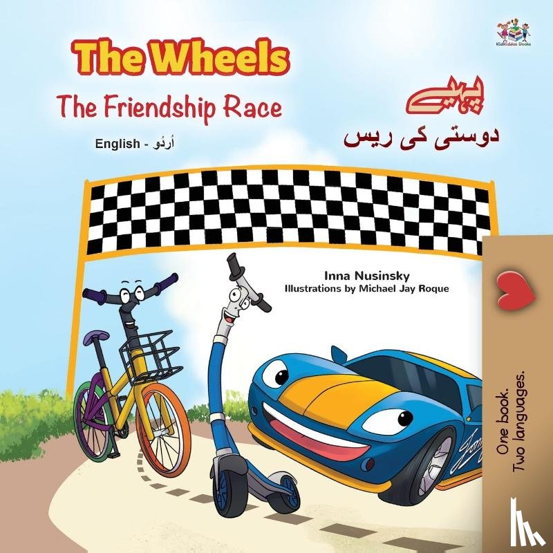Books, Kidkiddos, Nusinsky, Inna - The Wheels -The Friendship Race (English Urdu Bilingual Book for Kids)