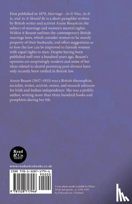 Besant, Annie - Marriage - As It Was, As It Is, and As It Should Be