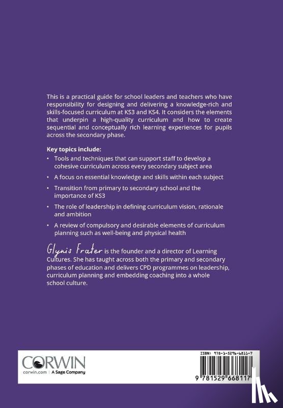 Frater, Glynis - Secondary Curriculum Design and Delivery