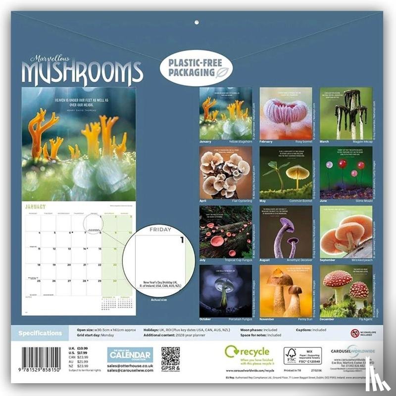 Carousel Calendar - Marvellous Mushrooms W