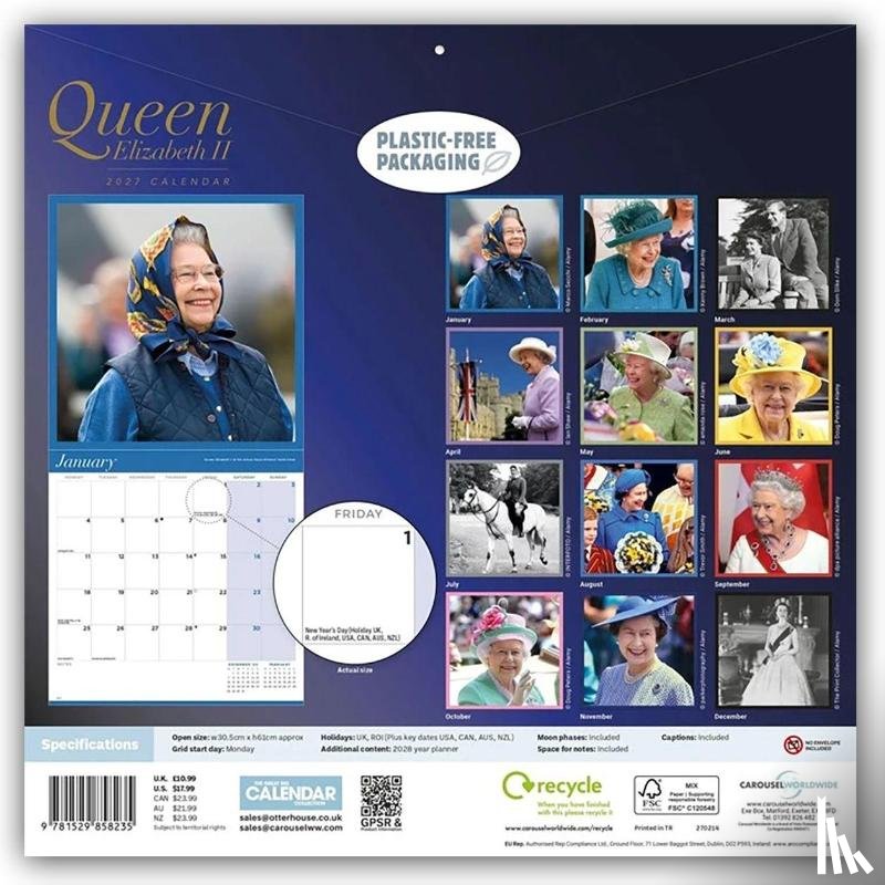 Carousel Calendar - Queen EliPRbeth II Wall