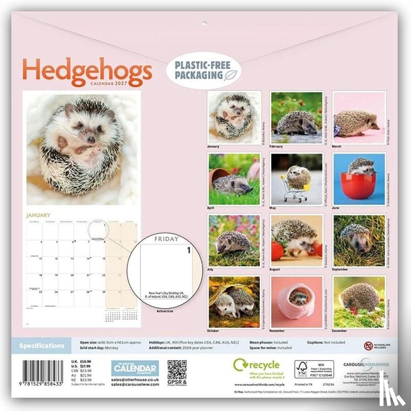Carousel Calendar - Hedgehogs (PFP) W