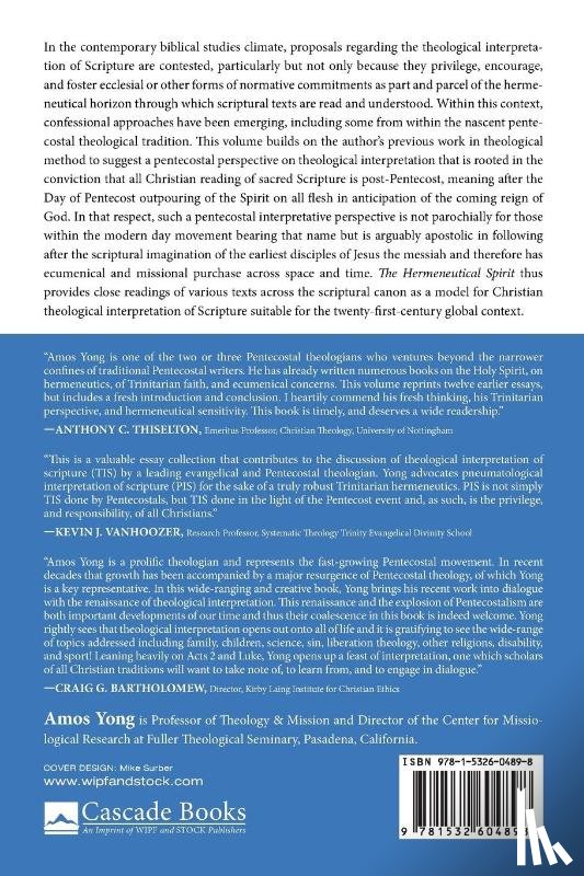Yong, Amos (Fuller Theological Seminary and Center for Missiological Research) - The Hermeneutical Spirit