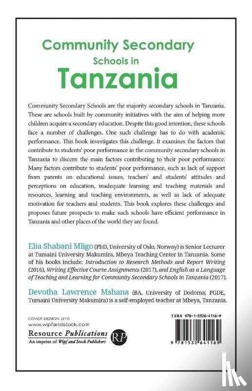 Mligo, Elia Shabani, Mshana, Devotha Lawrence - Community Secondary Schools in Tanzania