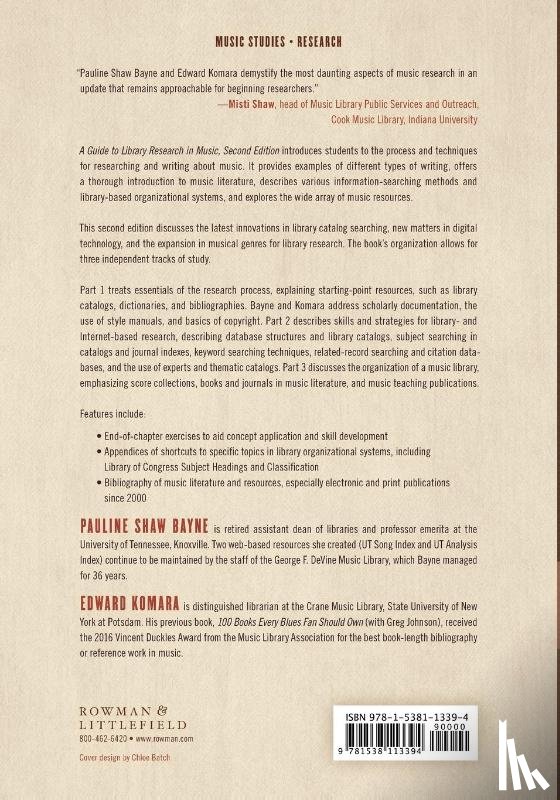 Bayne, Pauline Shaw, Komara, Edward - A Guide to Library Research in Music