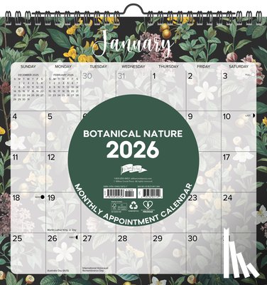 Willow Creek Press - Botanical Nature 2026 12 X 12 Spiral Wall Calendar
