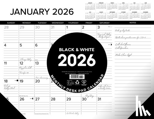 Willow Creek Press - B&w W/Lines 2026 22 X 17 Large Monthly Deskpad