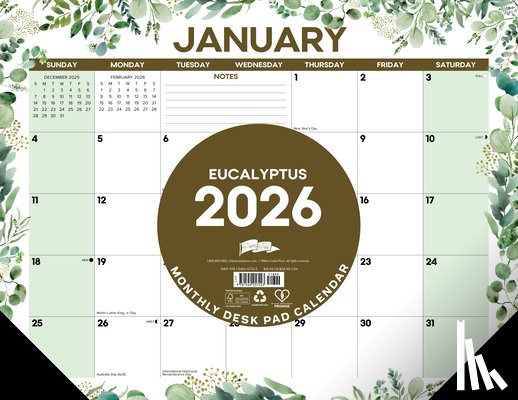 Willow Creek Press - Eucalyptus 2026 22 X 17 Large Monthly Deskpad