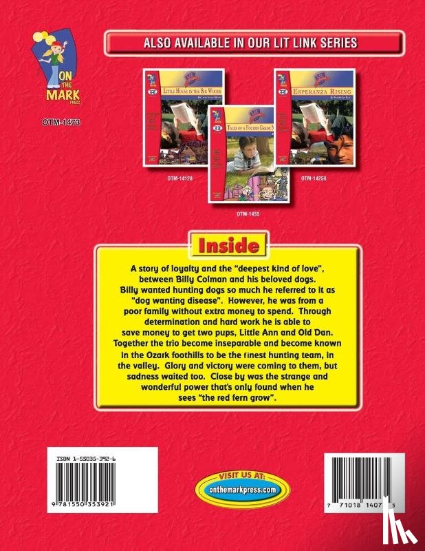 Sousa, Roy, Twigg, David - Where the Red Fern Grows, by Wilson Rawls Lit Link Grades 4-6