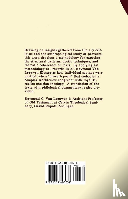 Van Leeuwen, Raymond C - Context and Meaning in Proverbs 25-27