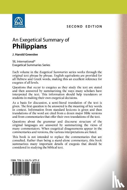 Greenlee, J Harold - An Exegetical Summary of Philippians, 2nd Edition