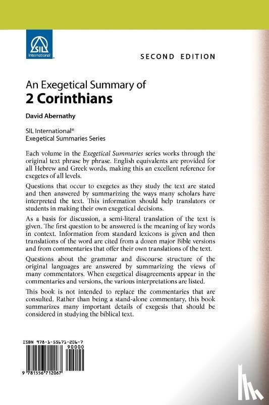 Abernathy, C David, Abernathy, Dr David (Warren Wilson College - An Exegetical Summary of 2 Corinthians, 2nd Edition