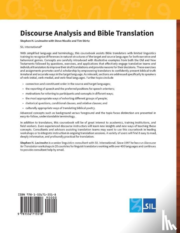 Levinsohn, Stephen H, Nicolle, Steve, Stirtz, Tim - Discourse Analysis and Bible Translation