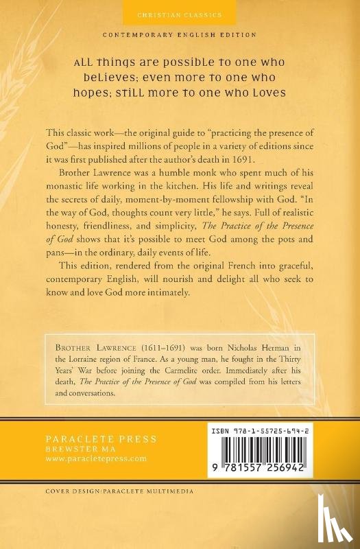 Brother, Lawrence - The Practice of the Presence of God