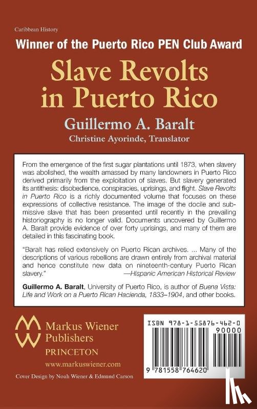 Baralt, Guillermo A. - Slave Revolts in Puerto Rico