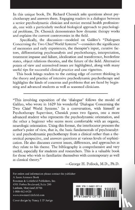 Chessick, Richard D. - Dialogue Concerning Contemporary Psychodynamic Therapy