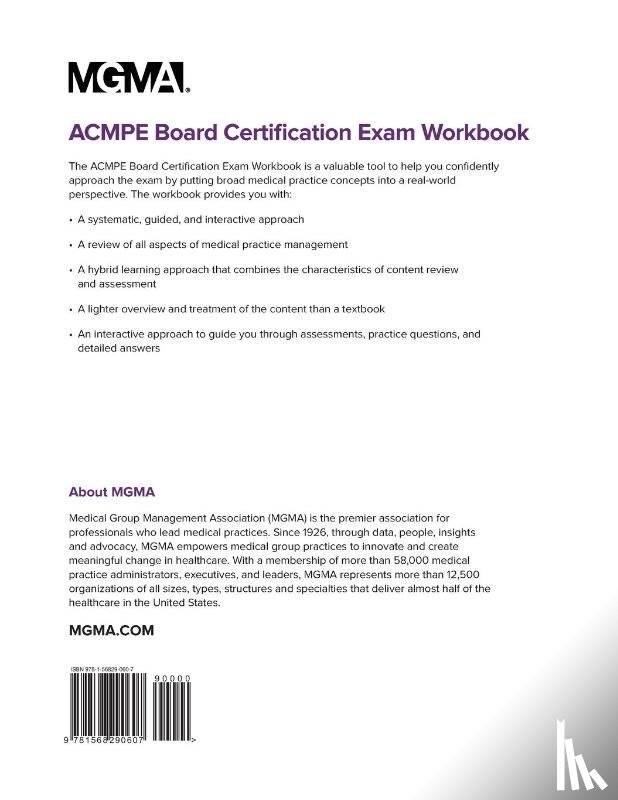 Mgma - ACMPE Board Certification Exam Workbook