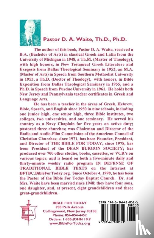 Waite, Dr Th D Ph D D a - Defending The King James Bible