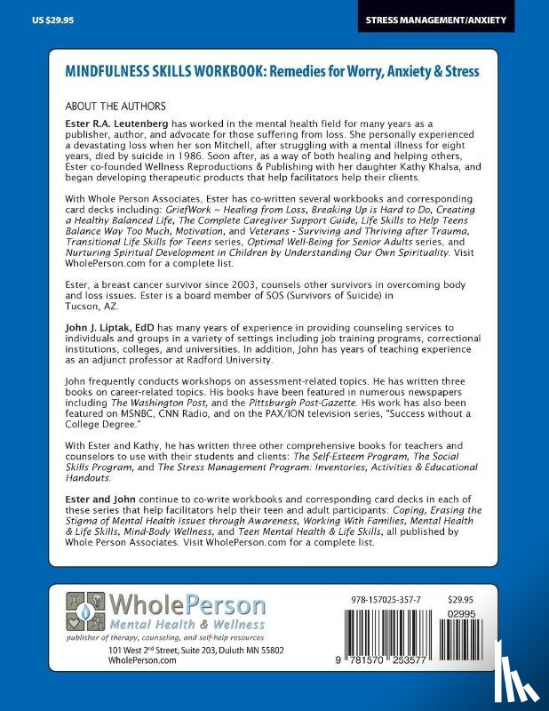 Leutenberg, Ester R a, Liptak, John J - Mindfulness Skills Workbook